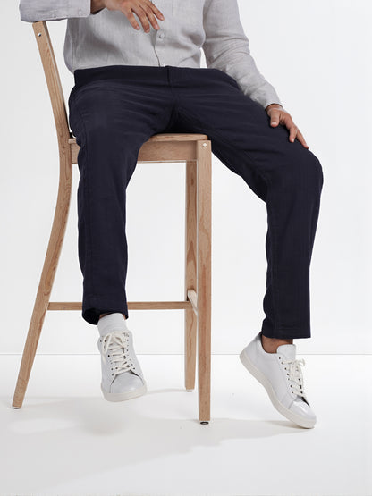 Celio* Men Black Solid Relaxed Fit Casual Trouser