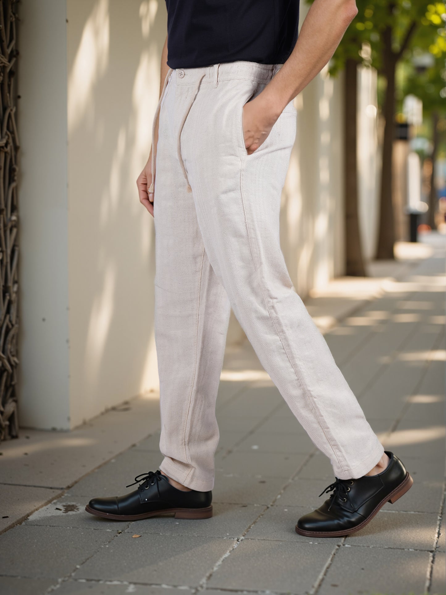 Celio* Men Beige Solid Relaxed Fit Casual Trouser