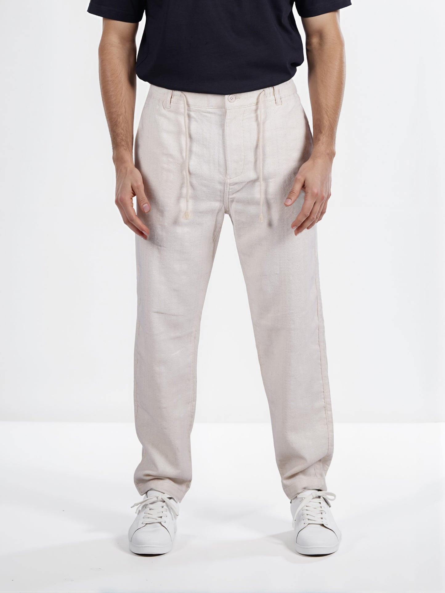 Celio* Men Beige Solid Relaxed Fit Casual Trouser