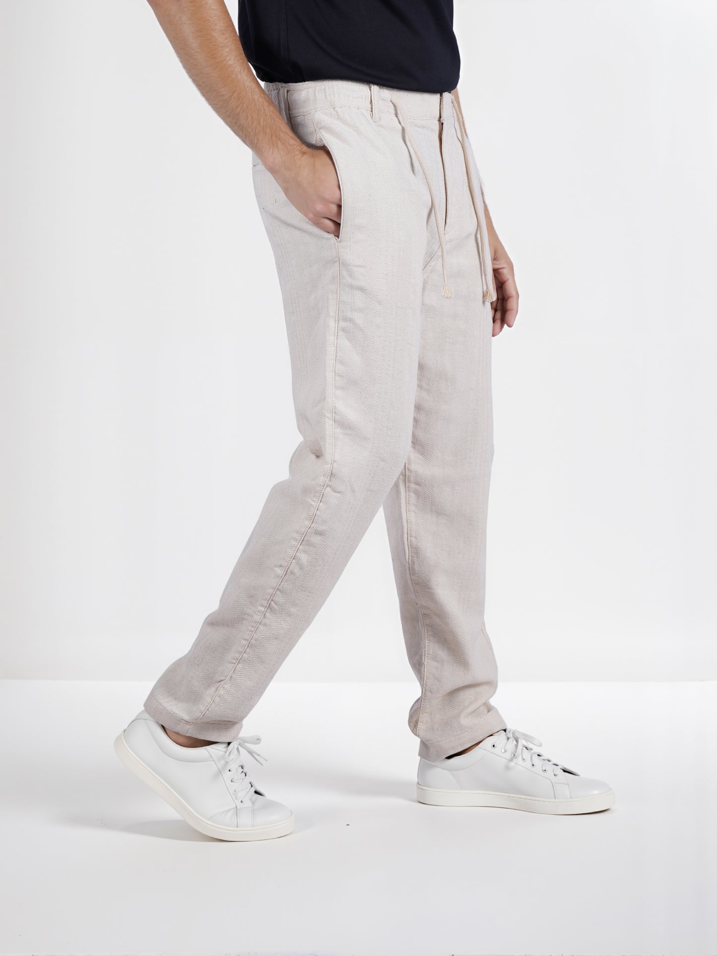 Celio* Men Beige Solid Relaxed Fit Casual Trouser