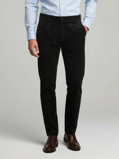Celio* Men Black Solid Straight Fit Cotton Trousers