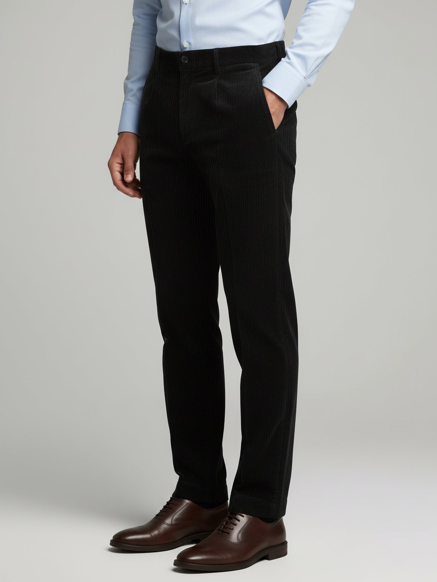 Celio* Men Black Solid Straight Fit Cotton Trousers