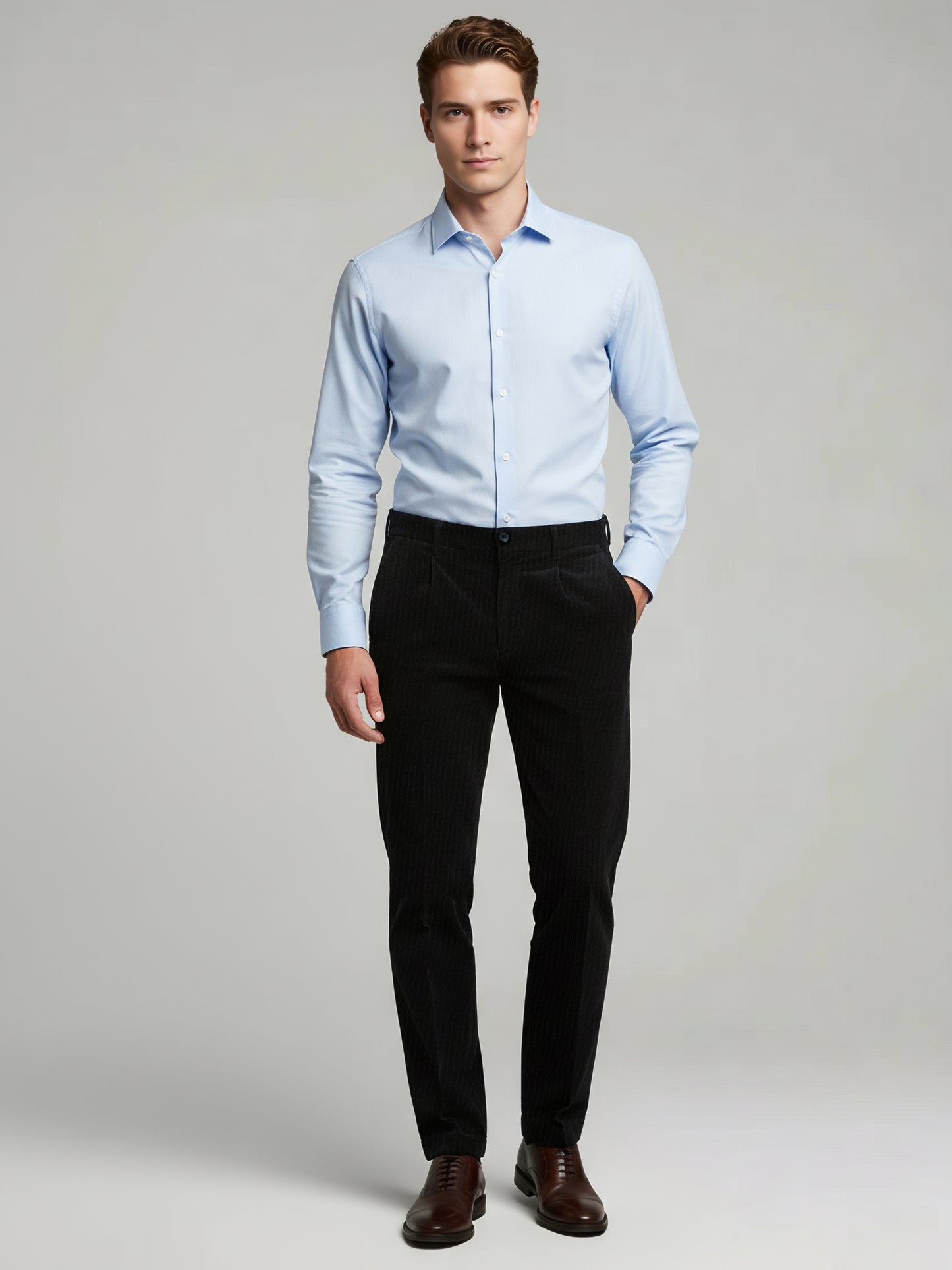 Celio* Men Black Solid Straight Fit Cotton Trousers