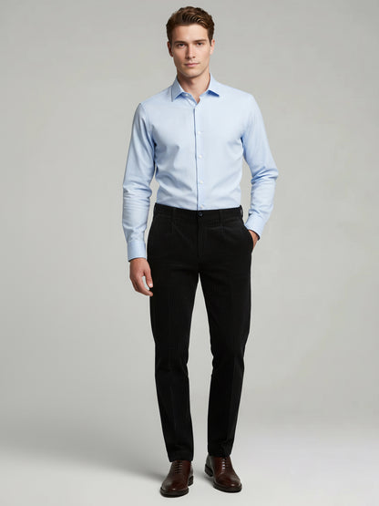 Celio* Men Black Solid Straight Fit Cotton Trousers