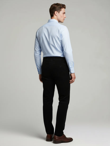 Celio* Men Black Solid Straight Fit Cotton Trousers