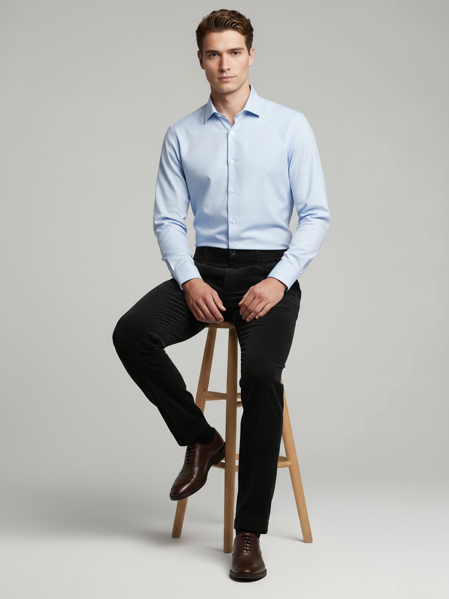 Celio* Men Black Solid Straight Fit Cotton Trousers