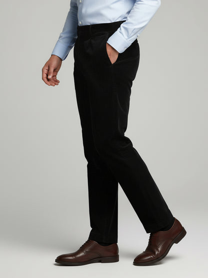 Celio* Men Black Solid Straight Fit Cotton Trousers