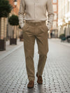 Celio* Men Brown Solid Straight Fit Cotton Trousers