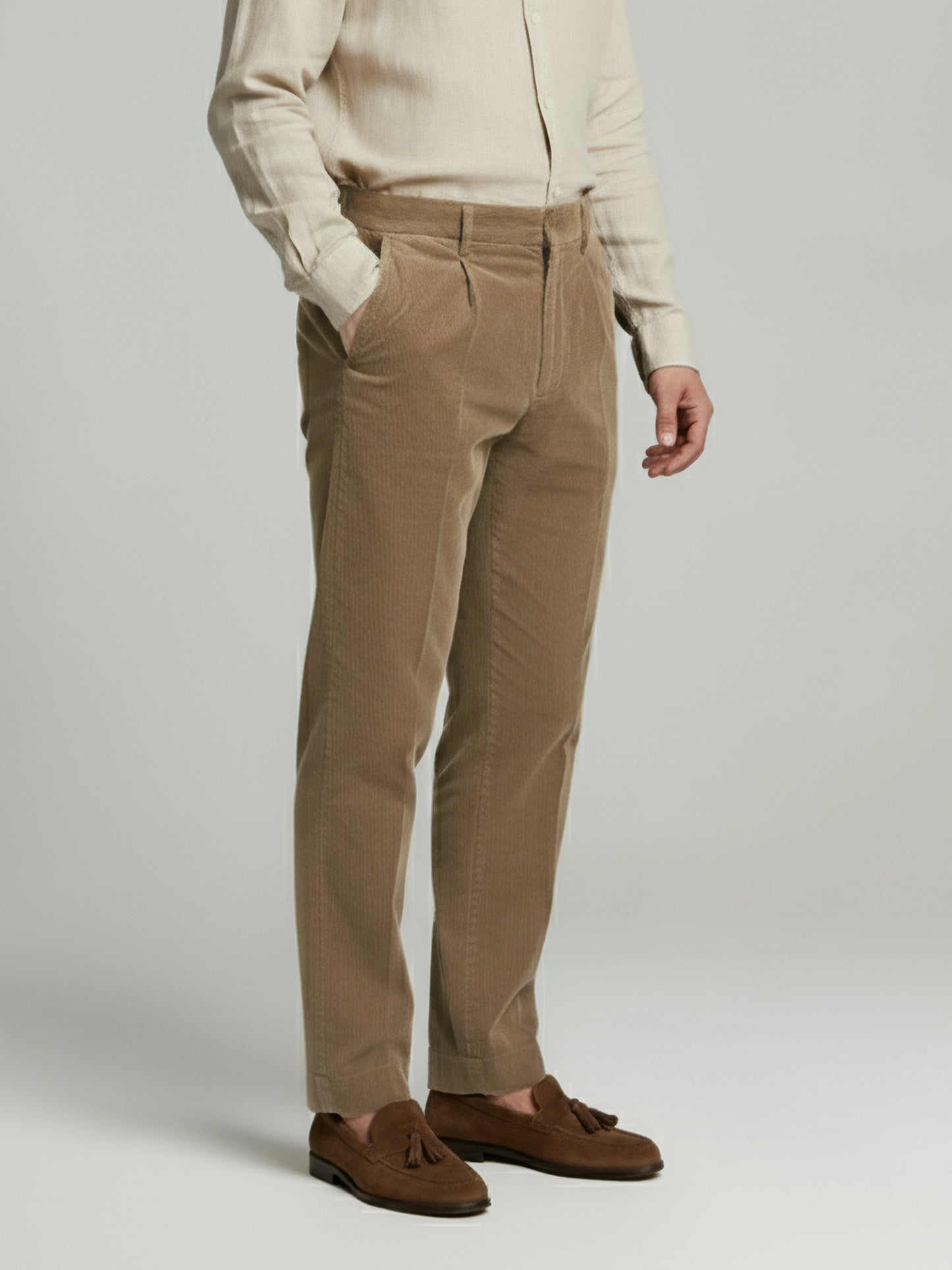 Celio* Men Brown Solid Straight Fit Cotton Trousers