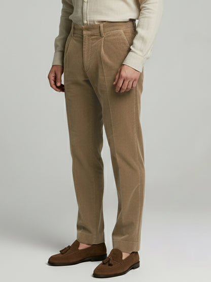 Celio* Men Brown Solid Straight Fit Cotton Trousers