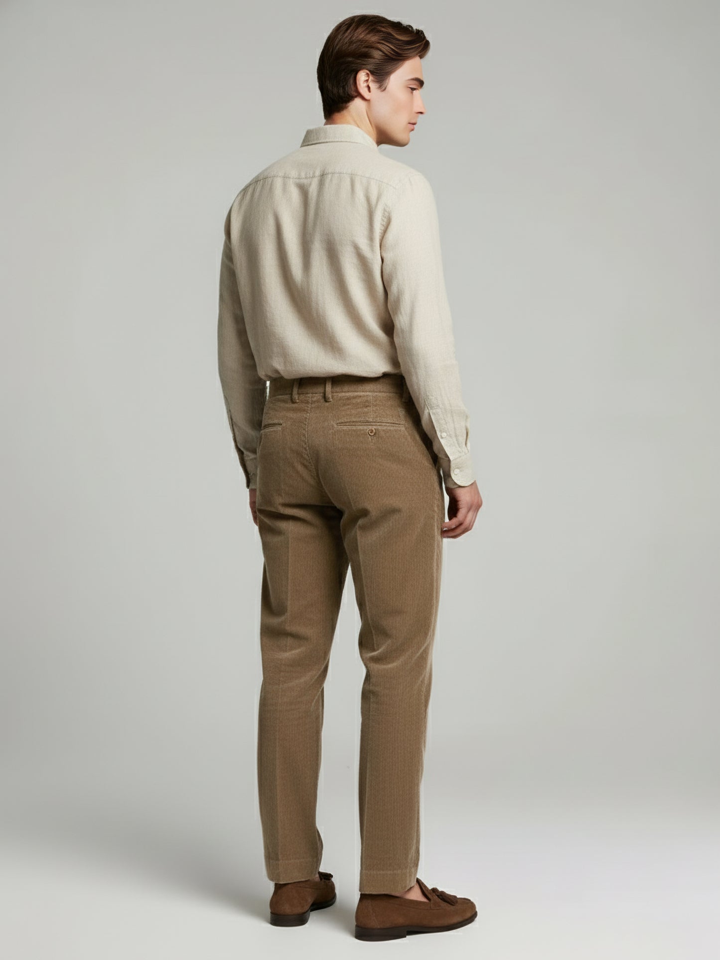 Celio* Men Brown Solid Straight Fit Cotton Trousers
