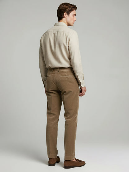 Celio* Men Brown Solid Straight Fit Cotton Trousers