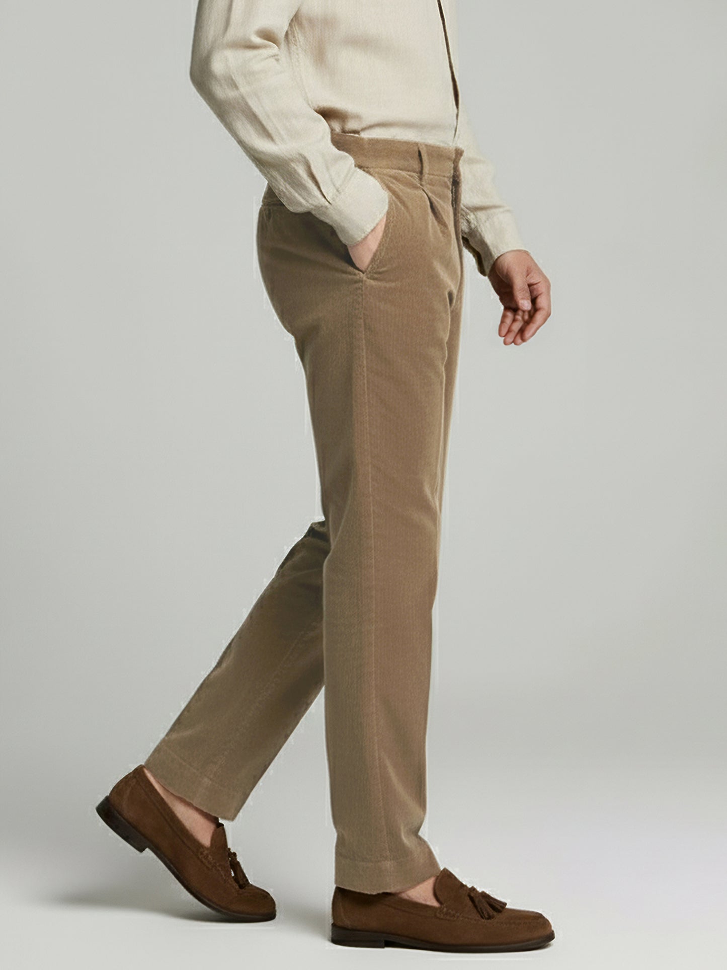 Celio* Men Brown Solid Straight Fit Cotton Trousers