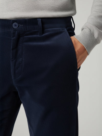 Celio* Men Blue Solid Straight Fit Cotton Trousers