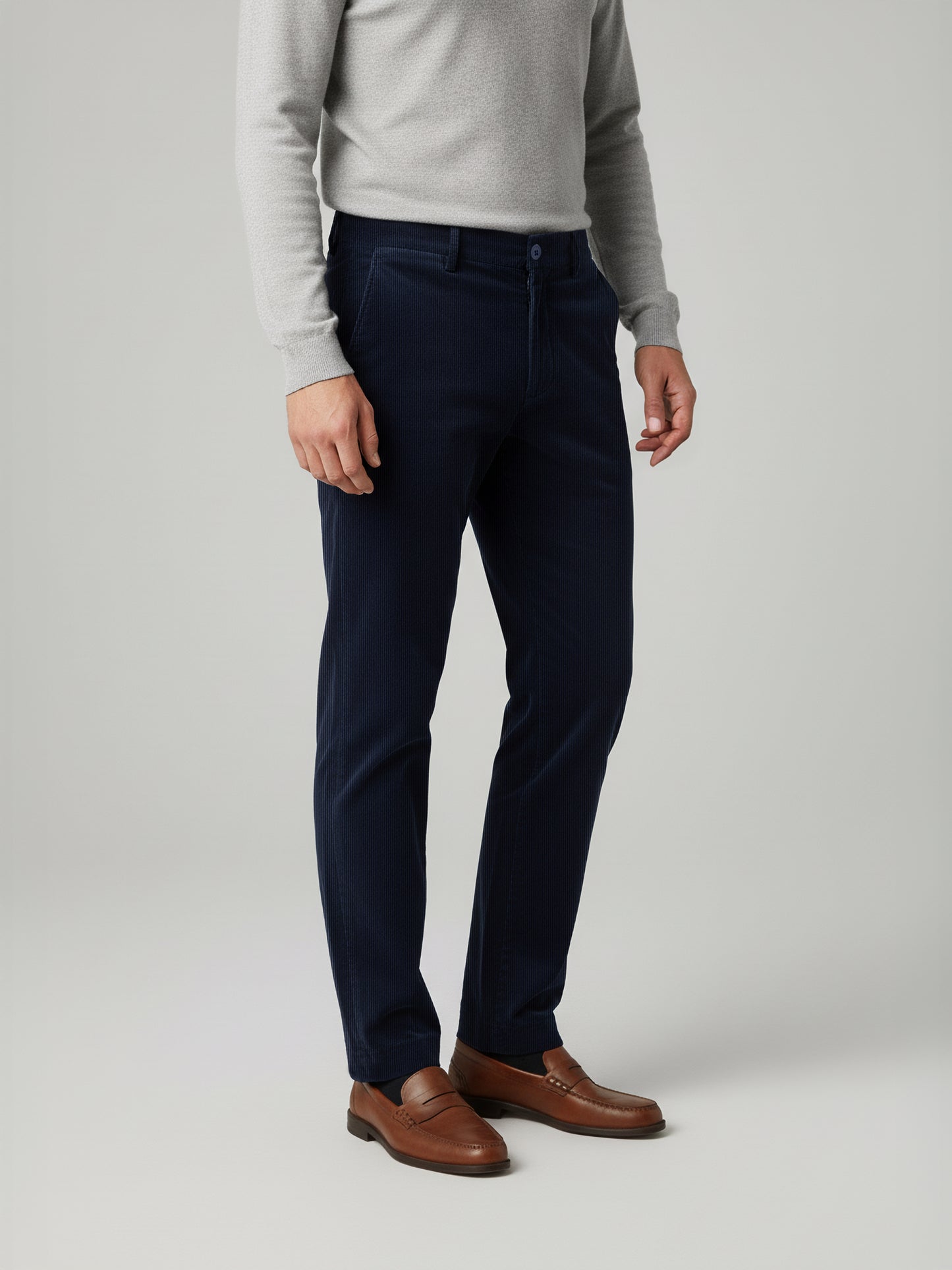 Celio* Men Blue Solid Straight Fit Cotton Trousers