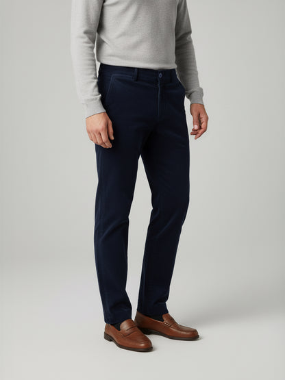 Celio* Men Blue Solid Straight Fit Cotton Trousers