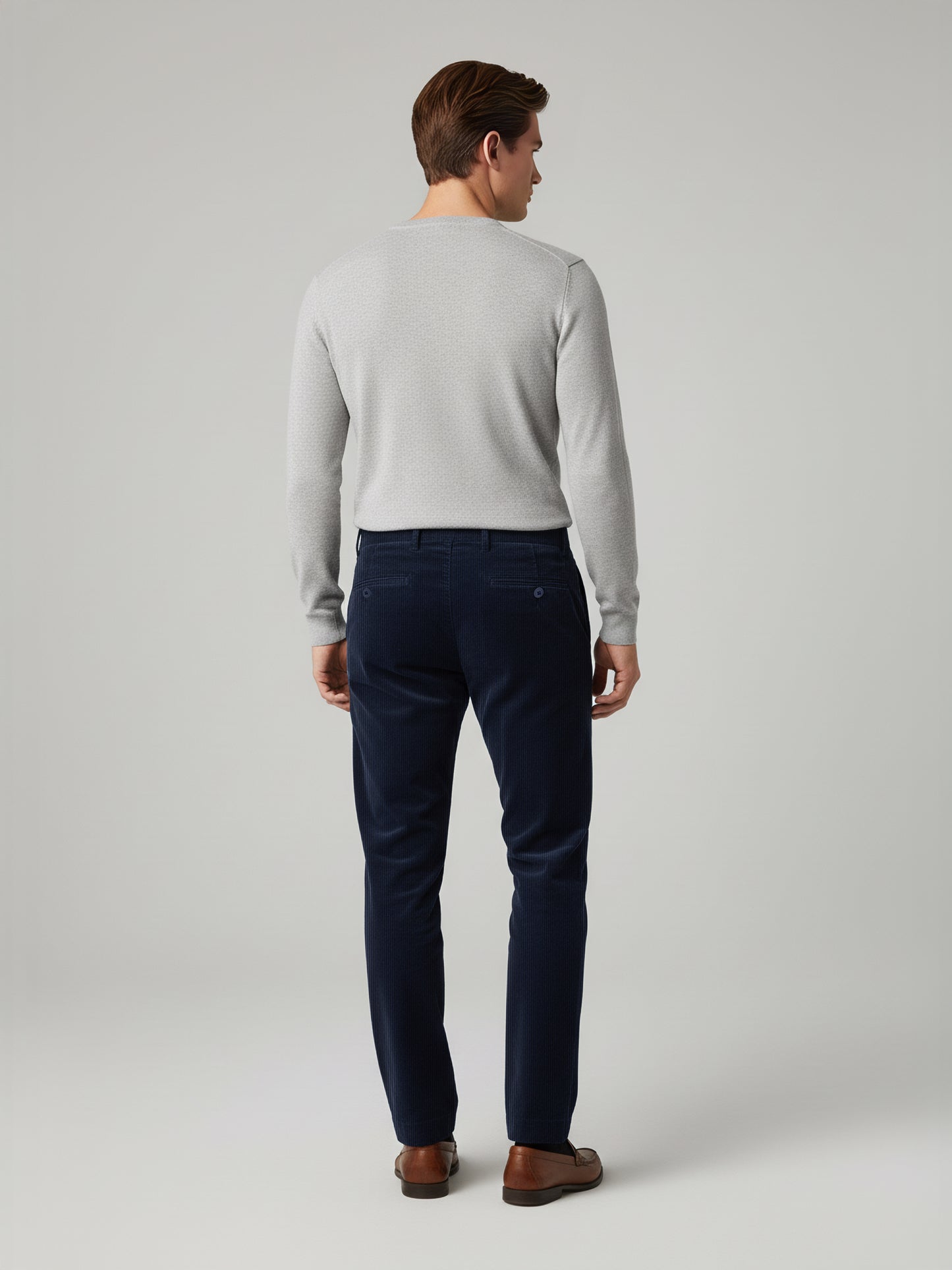 Celio* Men Blue Solid Straight Fit Cotton Trousers