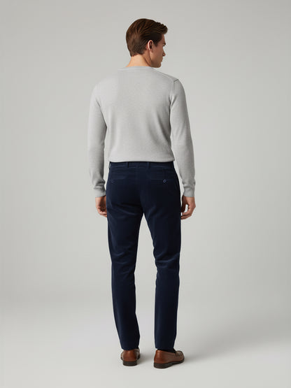 Celio* Men Blue Solid Straight Fit Cotton Trousers