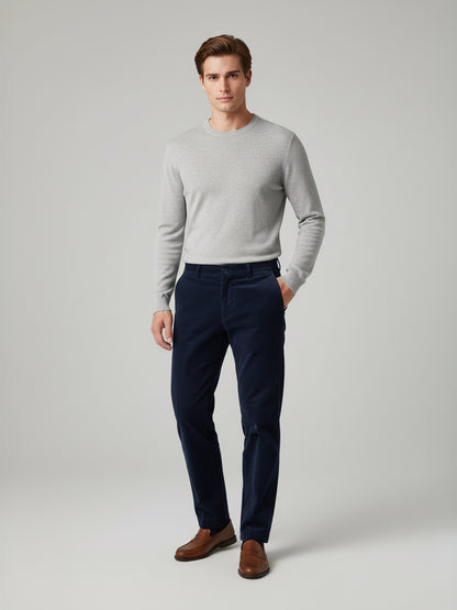 Celio* Men Blue Solid Straight Fit Cotton Trousers