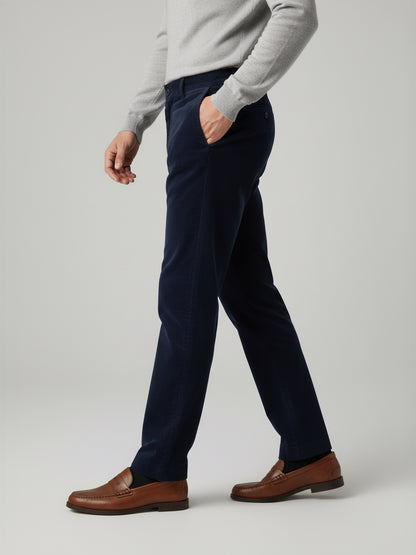 Celio* Men Blue Solid Straight Fit Cotton Trousers