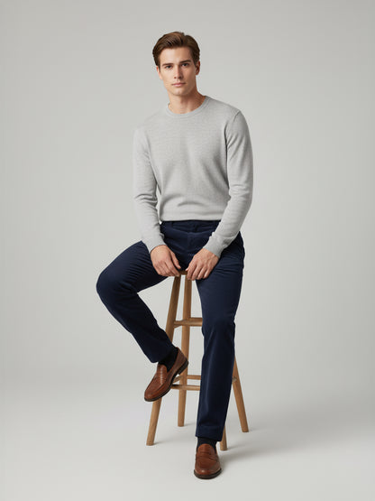 Celio* Men Blue Solid Straight Fit Cotton Trousers