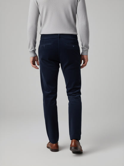 Celio* Men Blue Solid Straight Fit Cotton Trousers