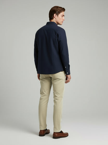 Celio* Men Cream Solid Straight Fit Cotton Trousers