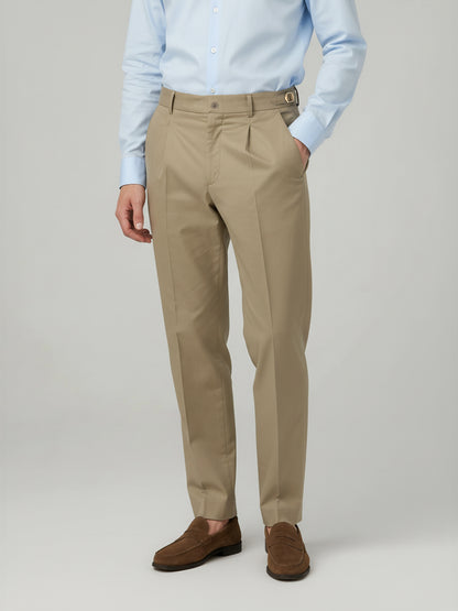 Celio* Men Beige Solid Slim Fit Cotton Trousers