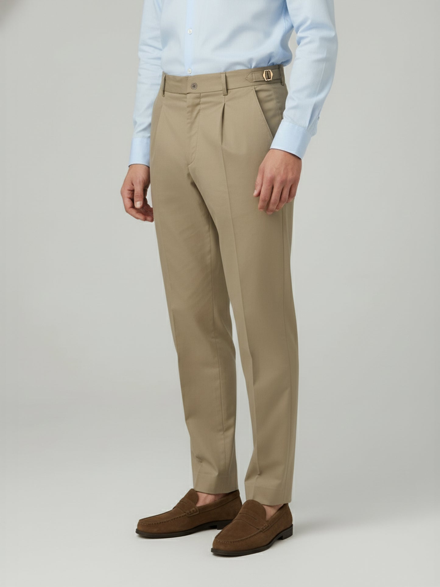 Celio* Men Beige Solid Slim Fit Cotton Trousers