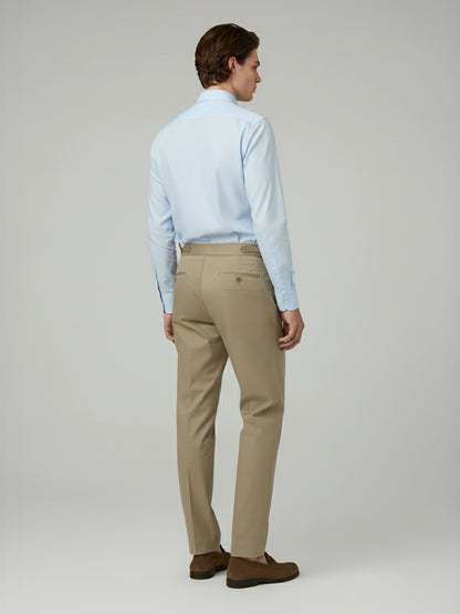 Celio* Men Beige Solid Slim Fit Cotton Trousers