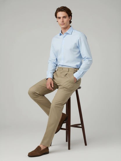 Celio* Men Beige Solid Slim Fit Cotton Trousers