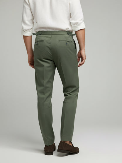 Celio* Men Olive Solid Slim Fit Cotton Trousers