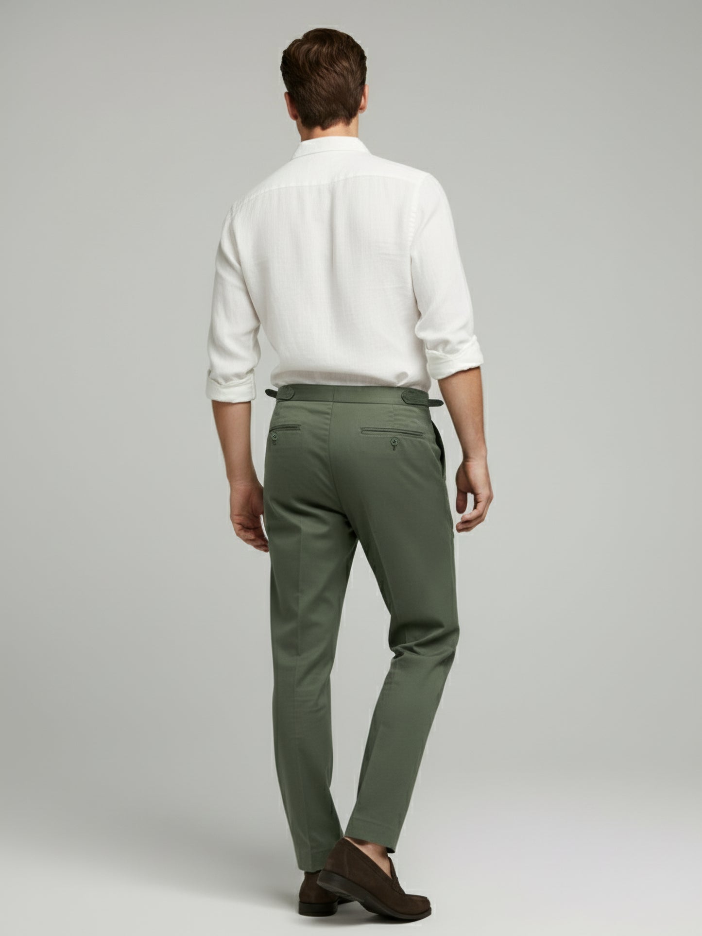 Celio* Men Olive Solid Slim Fit Cotton Trousers