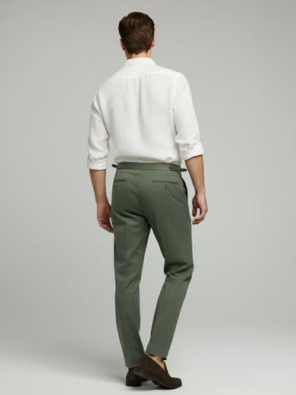 Celio* Men Olive Solid Slim Fit Cotton Trousers