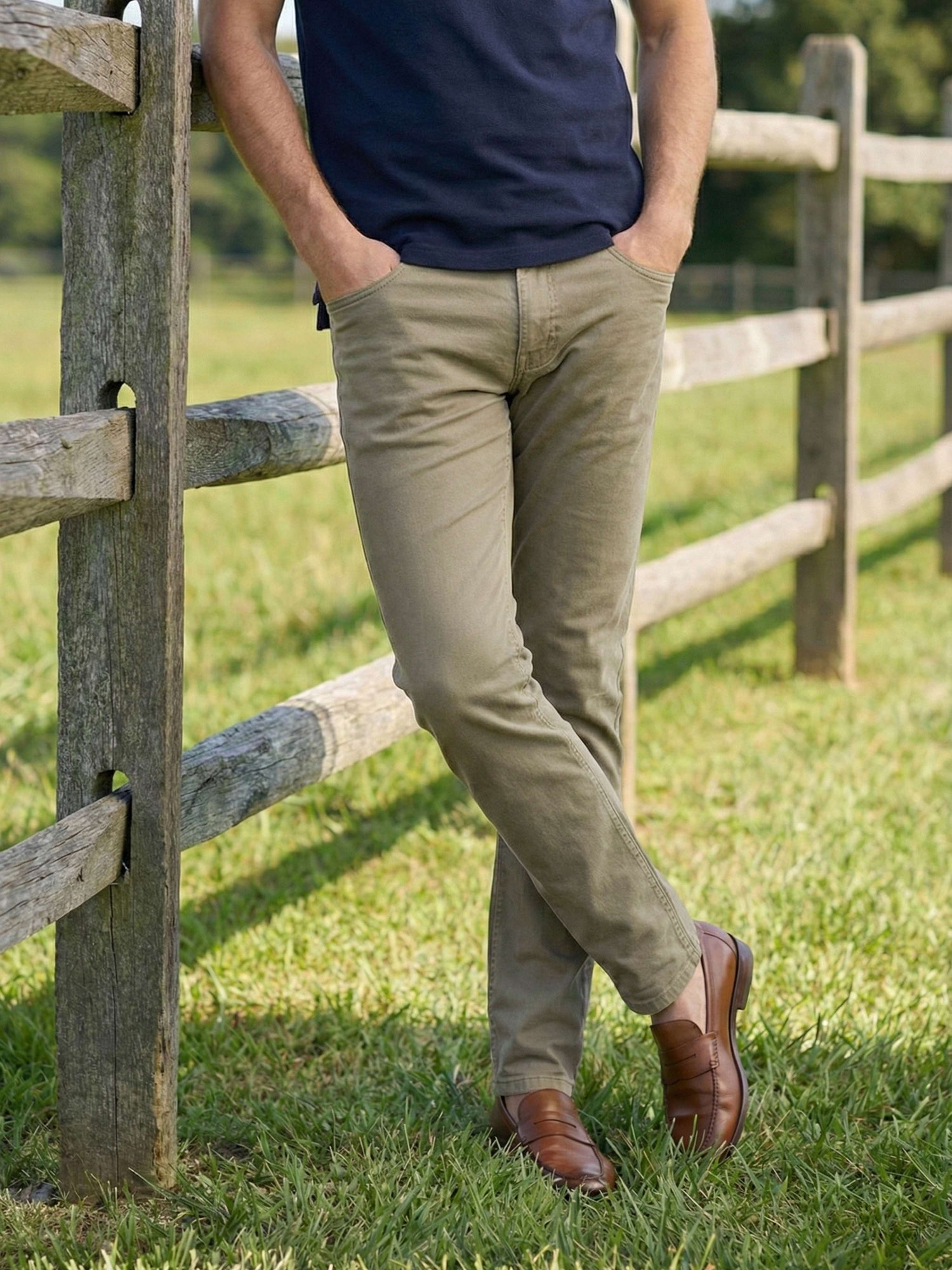 Celio* Slim Fit Olive Cotton Casual Men Solid Jeans