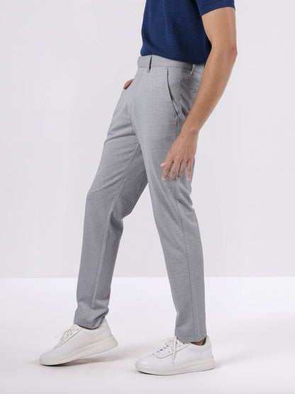 Celio* Men Grey Solid Straight Fit Viscose Trousers