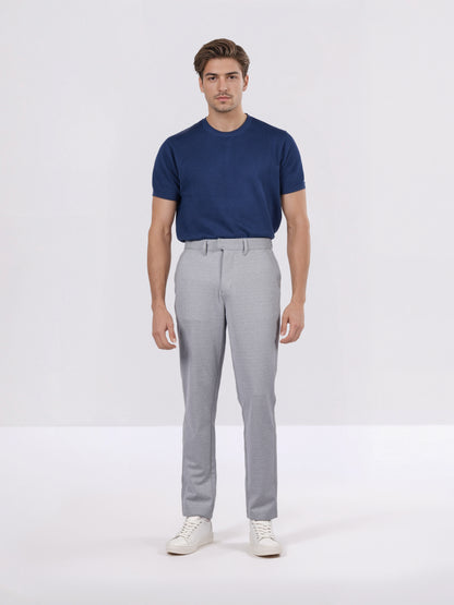 Celio* Men Grey Solid Straight Fit Viscose Trousers