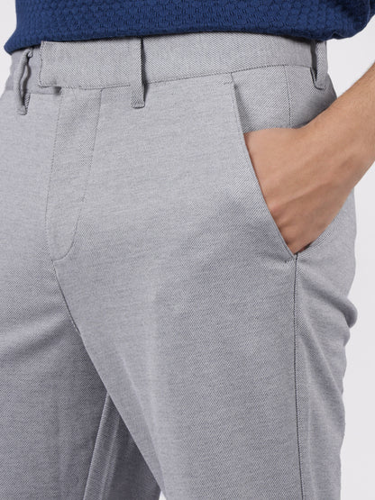 Celio* Men Grey Solid Straight Fit Viscose Trousers