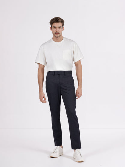 Celio* Men Black Solid Straight Fit Viscose Trousers