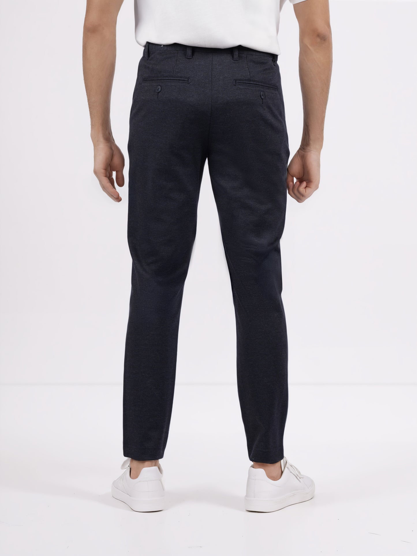 Celio* Men Black Solid Straight Fit Viscose Trousers
