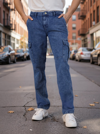 Celio* Men Blue Solid Loose Fit Cotton Jeans