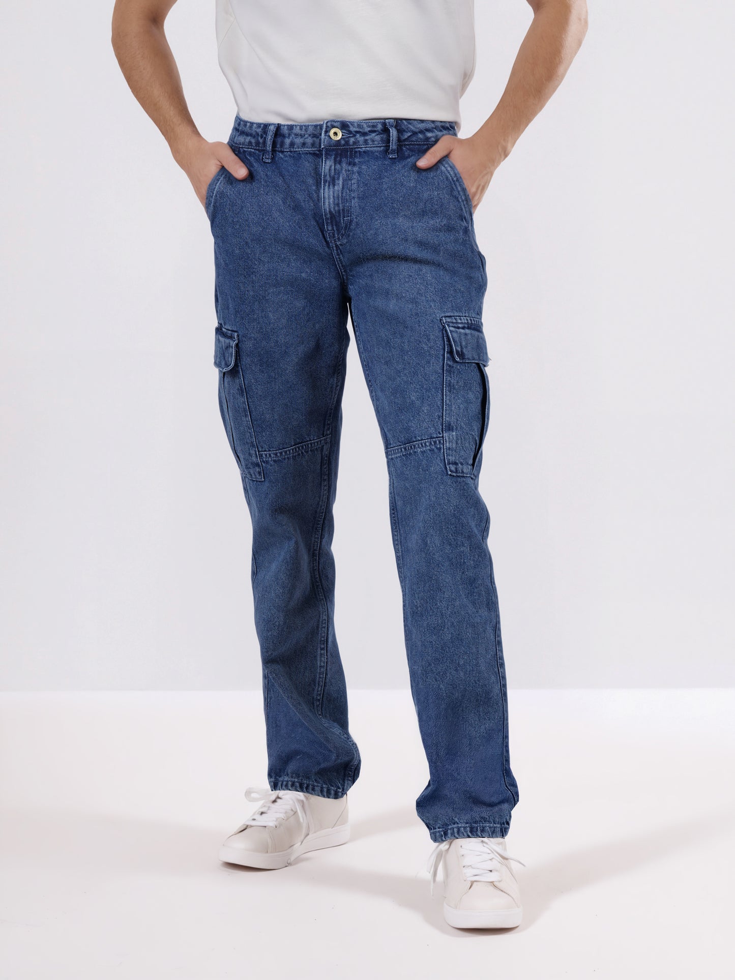 Celio* Men Blue Solid Loose Fit Cotton Jeans