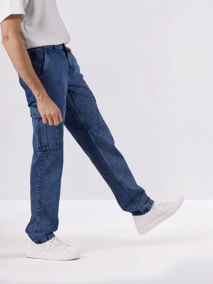 Celio* Men Blue Solid Loose Fit Cotton Jeans