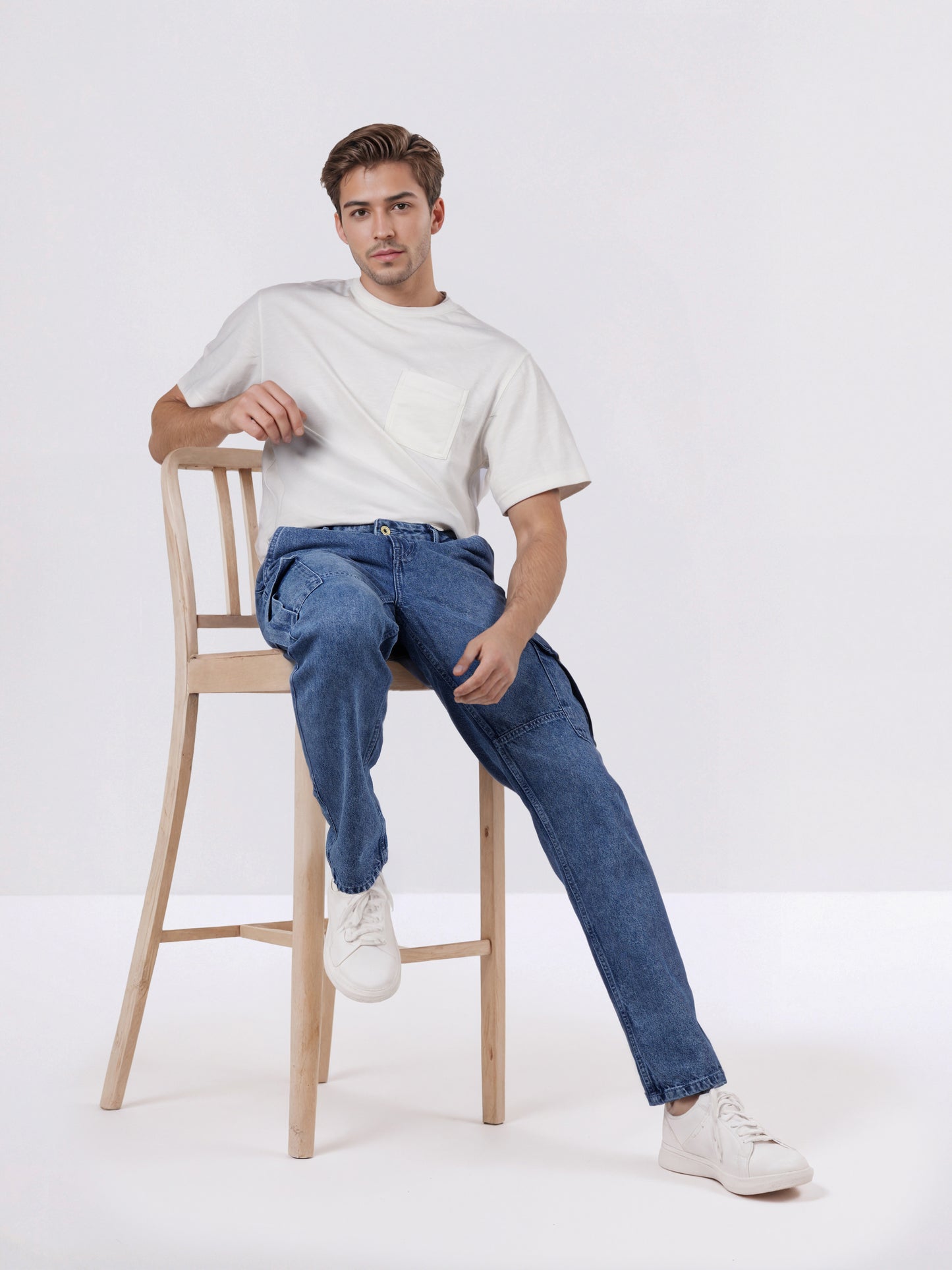 Celio* Men Blue Solid Loose Fit Cotton Jeans