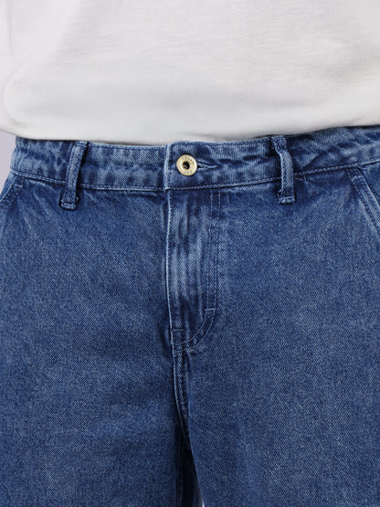 Celio* Men Blue Solid Loose Fit Cotton Jeans