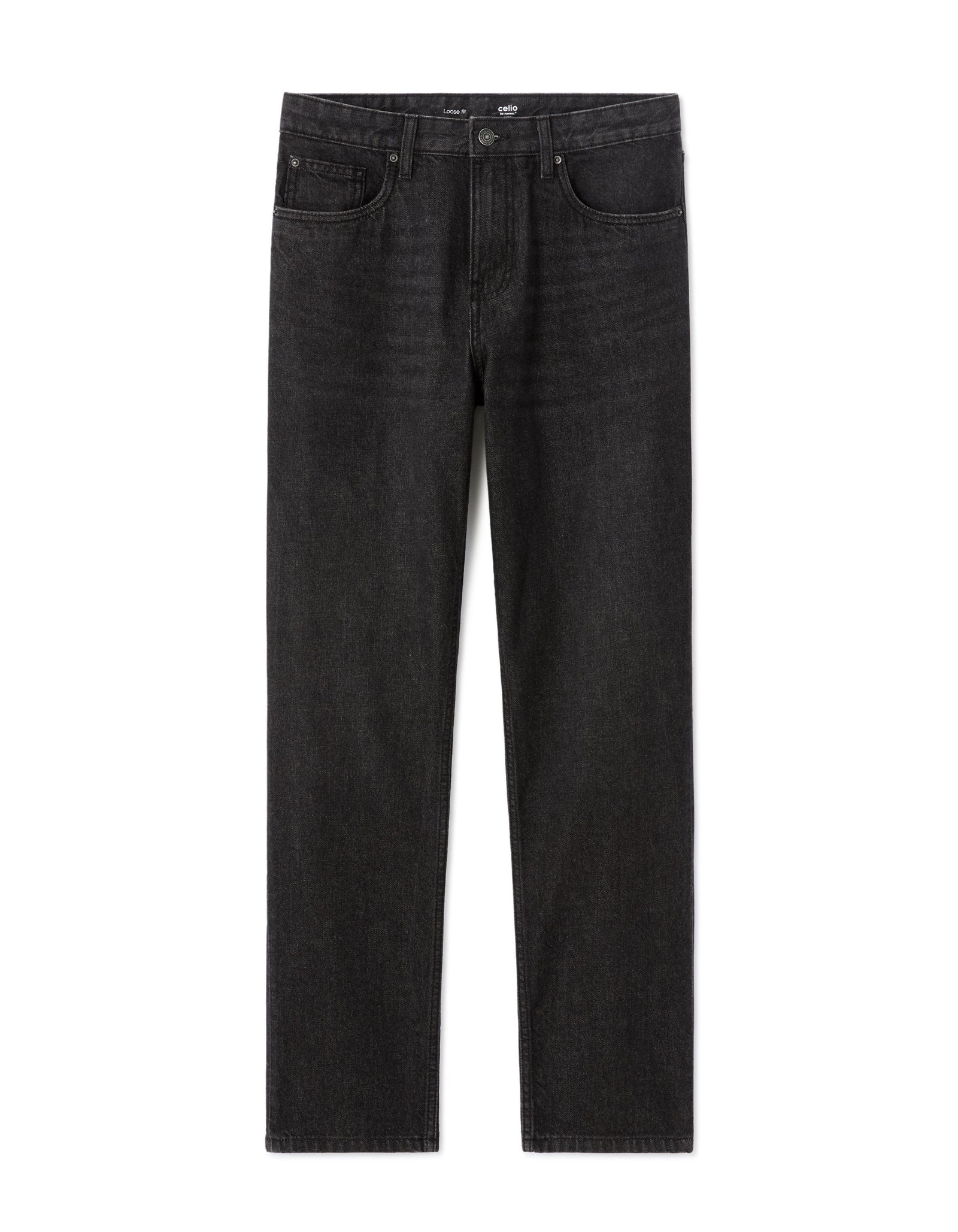 Celio* Men Solid Loose Fit-100% Cotton Jean-Black