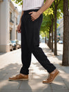 Celio* Men Black Straight Fit Viscose Rayon Tencel Trouser