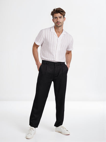 Celio* Men Black Straight Fit Viscose Rayon Tencel Trouser