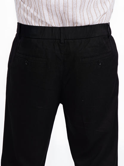 Celio* Men Black Straight Fit Viscose Rayon Tencel Trouser