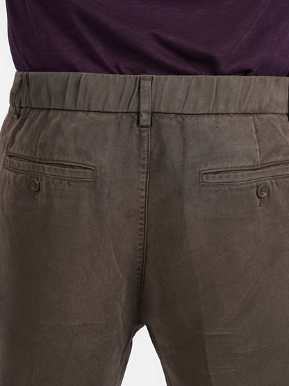 Celio* Men Olive Straight Fit Viscose Rayon Tencel Trouser